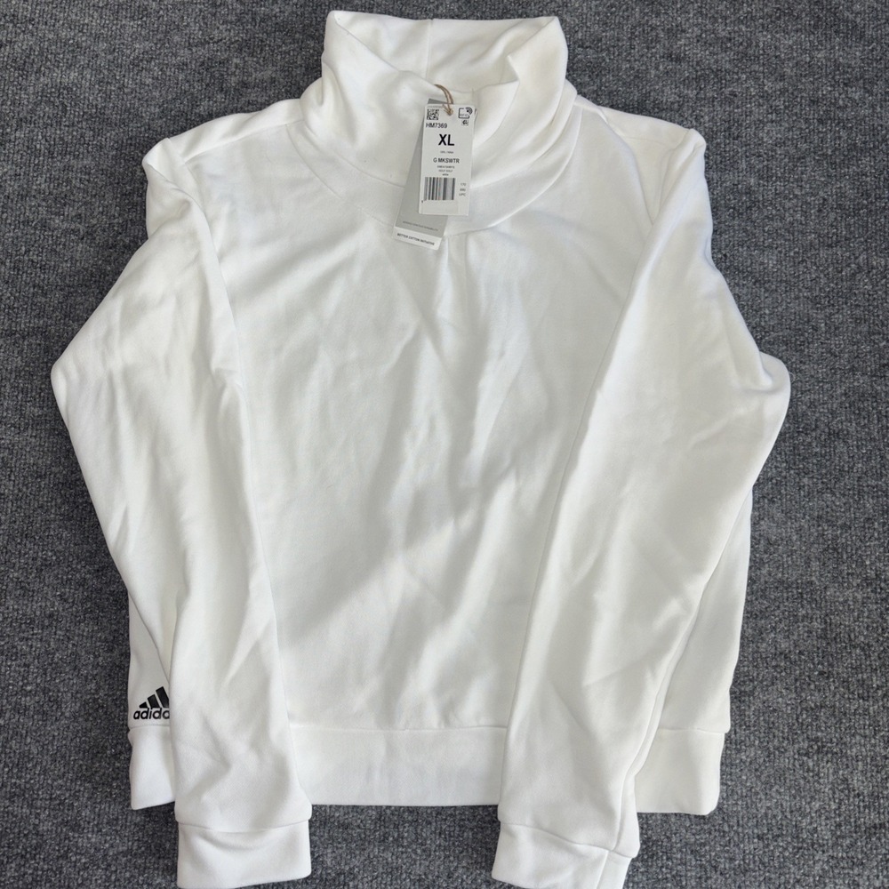 Adidas Girls Golf Mock Neck Sweatshirt White Youth XL HM7369 G MKSWTR Pullover